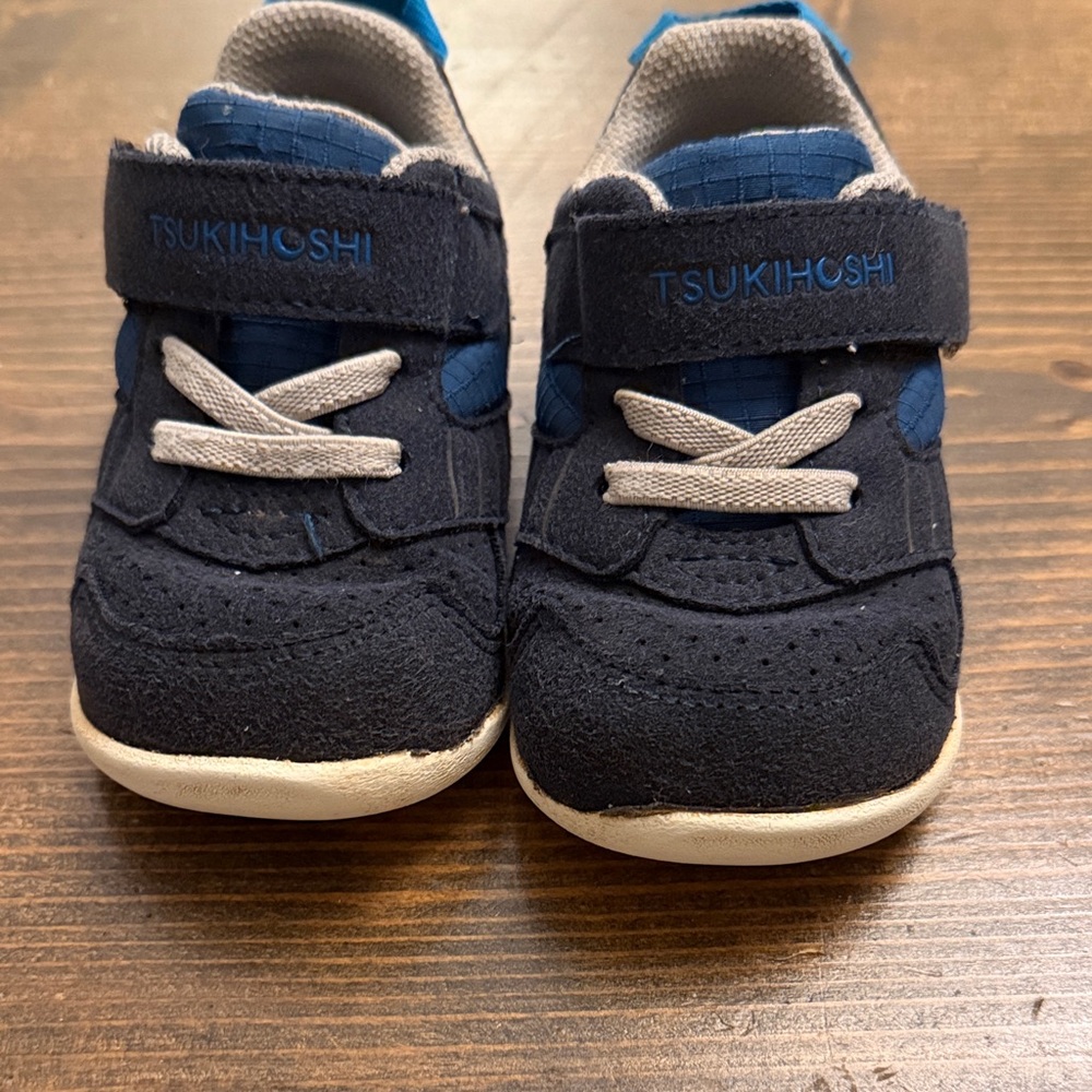 Tsukihoshi RACER Navy and Light Blue Toddler Velcro Sneakers